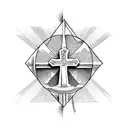 cross earthquake tattoo design idea