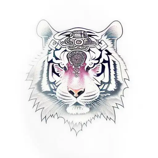 Samurai face tiger tattoo design idea