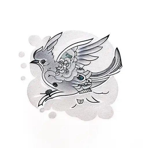 wind-up bird  tattoo design idea
