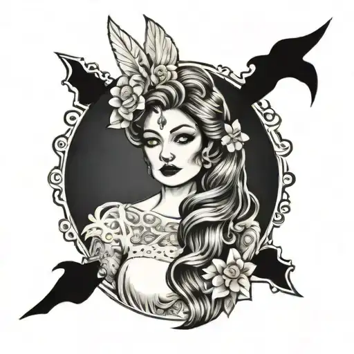 woman in a wedding dress tattoo design idea