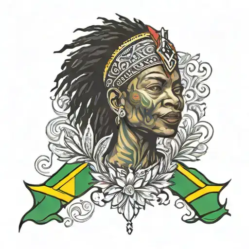 Guyana, Jamaica flags tattoo design idea