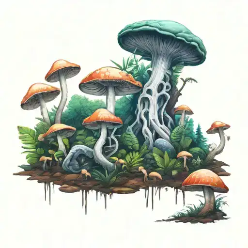 Jurassic park mushrooms Forest tattoo design idea