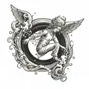 angel falling into black hole tattoo design idea