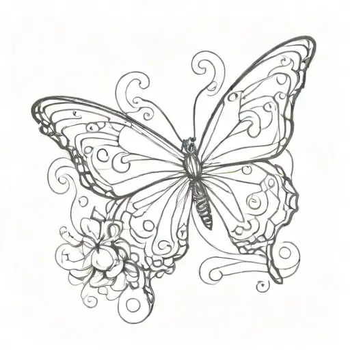 A minimalist butterfly design incorporating calligraphy for a memorial tattoo tattoo design idea