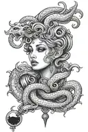 semicolon and safetypin and Medusa tattoo design idea