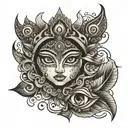 durga eyes tattoo design idea