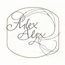 the name alex and a ; tattoo design idea