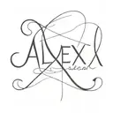 the name alex and a ; tattoo design idea