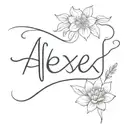 the name alex and a ; tattoo design idea