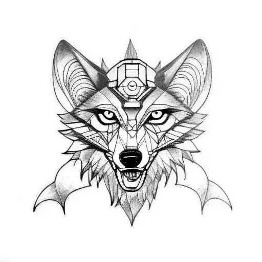 steampunk wolf tattoo design idea
