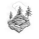 rock pathway to pine tree  tattoo design idea