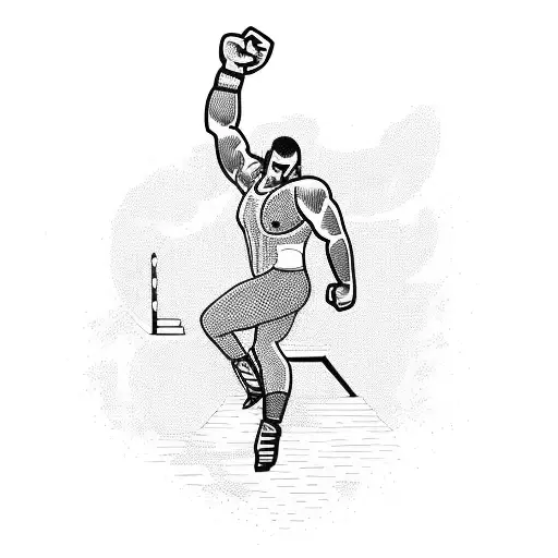 A wrestler performing a high-flying move tattoo design idea