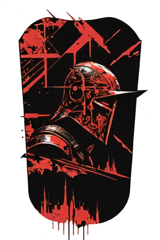 arrow piercing warriors helmet tattoo design idea