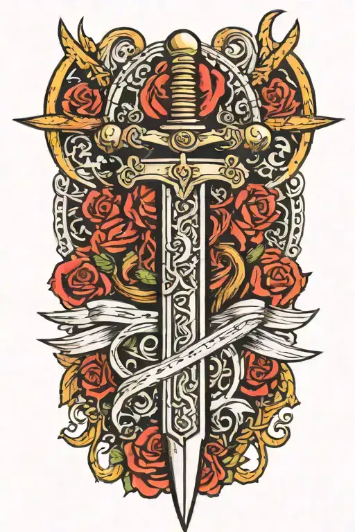 sword wrapped in electricity tattoo design idea