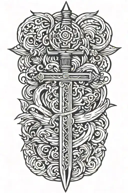 sword electricity flowing tattoo design idea