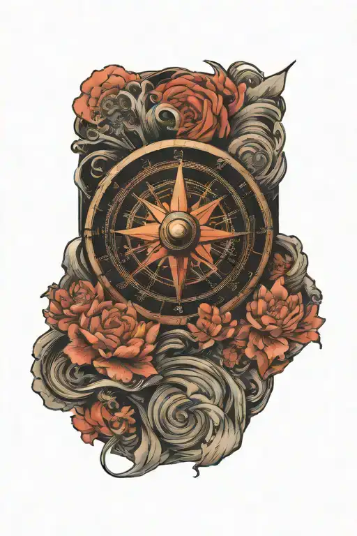 nautical compass tattoo design idea