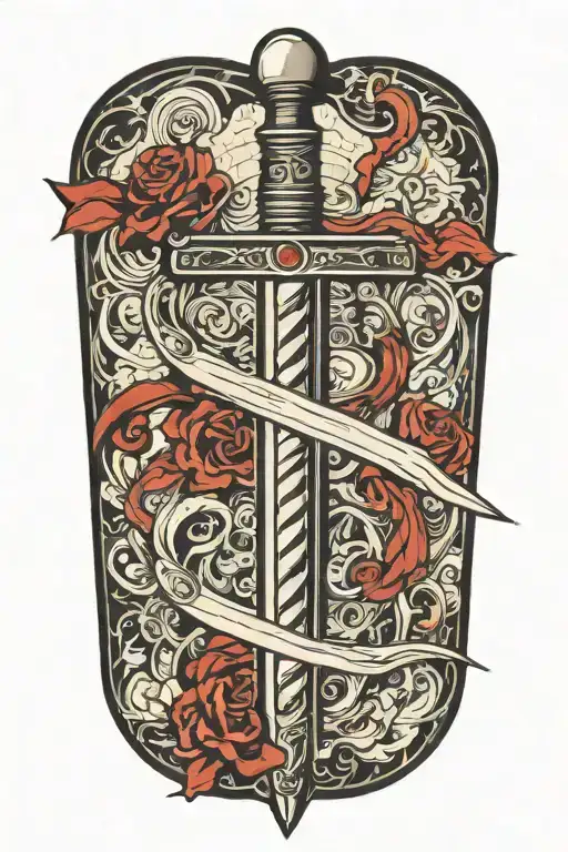 sword wrapped in electricity tattoo design idea