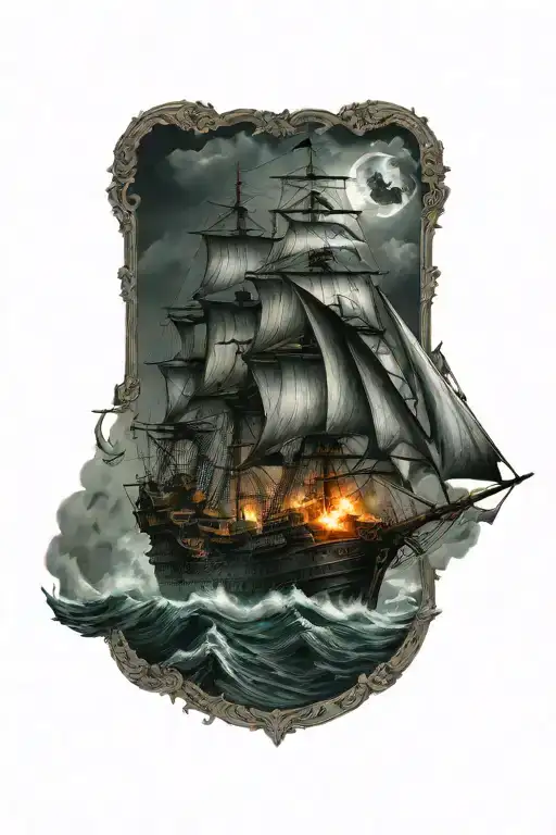 warships tattoo design idea