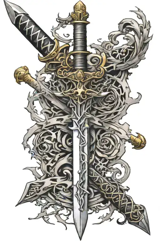 sword electricity tattoo design idea