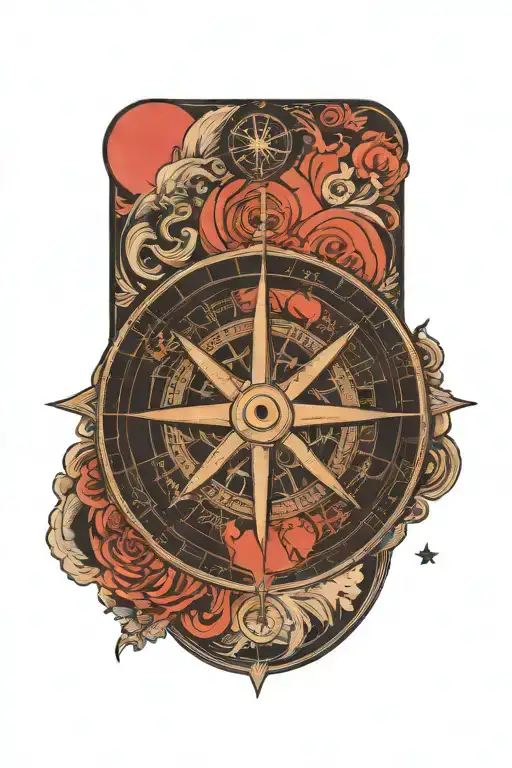nautical compass tattoo design idea