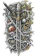 sword electricity flowing tattoo design idea