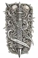 sword electricity flowing tattoo design idea