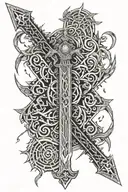 sword electricity stormy sky tattoo design idea