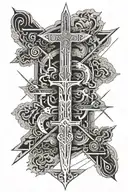 sword electricity stormy sky tattoo design idea