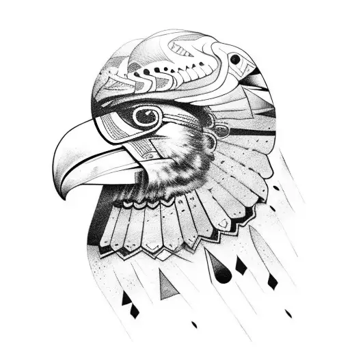 condor with mapuche signs tattoo design idea
