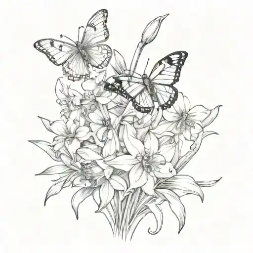 butterflies bees daffodil snowdrops crossed over each tattoo design idea