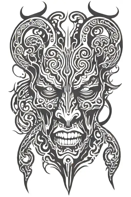 Melting Demon face made tattoo design idea