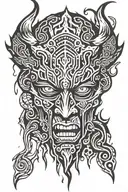 Melting Demon face made tattoo design idea