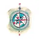 map of nj with compass tattoo design idea