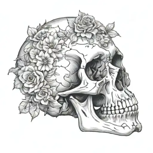 skull art piece tattoo design idea