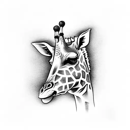 Funny giraffe with a basketball tattoo design idea