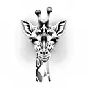 Funny giraffe with a basketball tattoo design idea