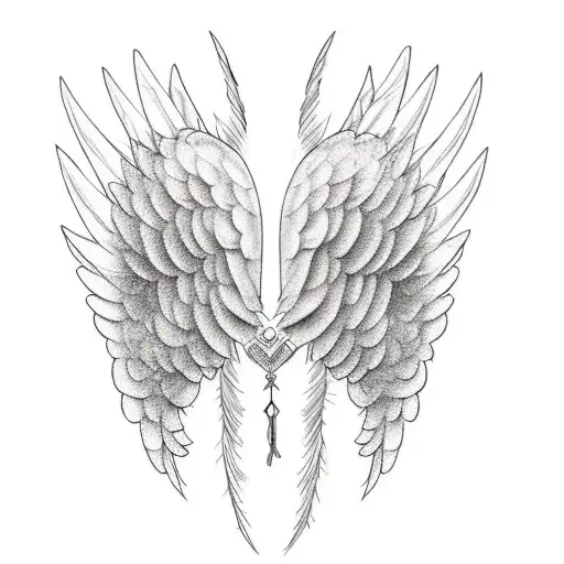  I've got these Angel wings Sewed on to my back with black ribbon tattoo design idea
