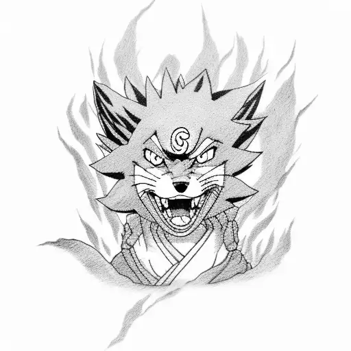 Naruto nine tailed fox, sasuke, deku, luffy tattoo design idea