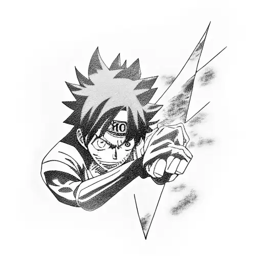 anime arm sleeve with luffy, bakugo, Naruto, tanjiro, sasuke  tattoo design idea