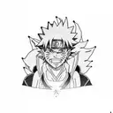 Naruto nine tailed fox, sasuke, deku, luffy tattoo design idea