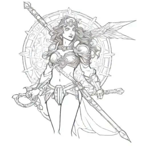 Bellona the Romanian Goddess, phil.tattoo style tattoo design idea