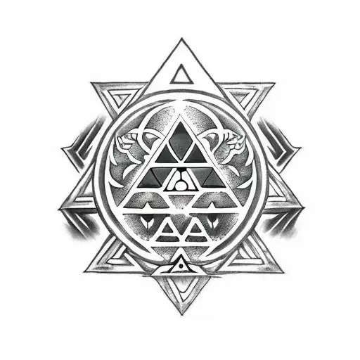 triforce the legend of zelda and yin yang tattoo design idea
