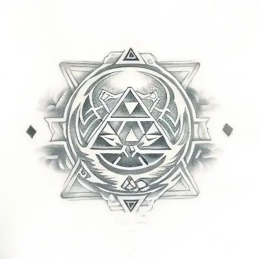 triforce the legend of zelda and yin yang tattoo design idea