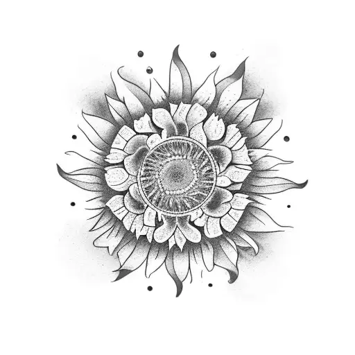 craneo cuervo margaritas y girasoles  tattoo design idea