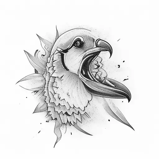 Un girasol marchito rodeado de cuervos en un estilo de tinta negra tattoo design idea