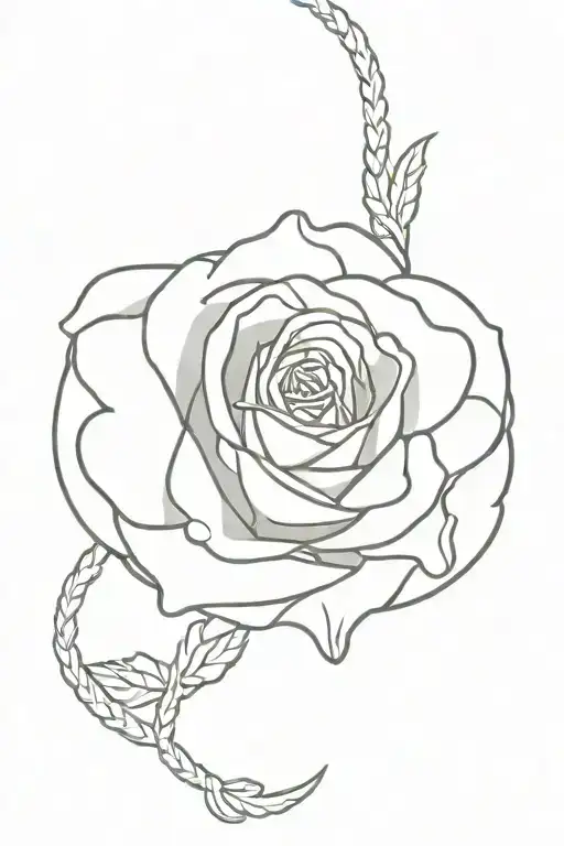 rose in noose tattoo design idea