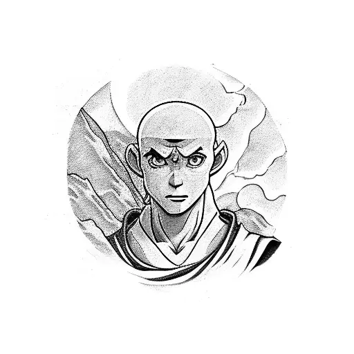 Avatar the Last Airbender in a rectangle box tattoo design idea