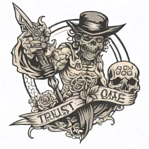 trust no one hand tattoo design idea