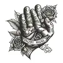 trust no one hand tattoo design idea
