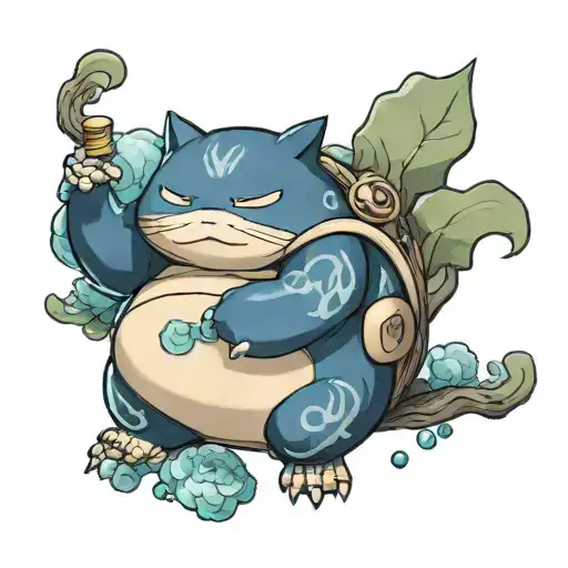 snorlax thinking about 仙台, with coordinates 38.281301 140.852715 tattoo design idea